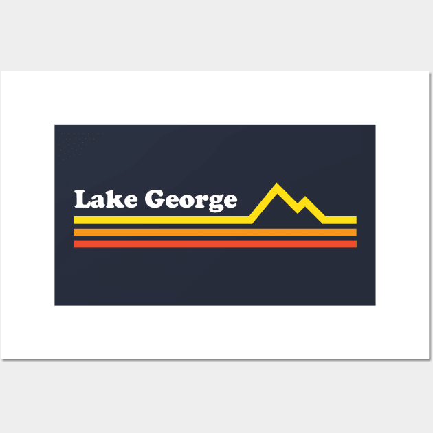 Lake George NY Retro Vintage Style Mountains Wall Art by PodDesignShop